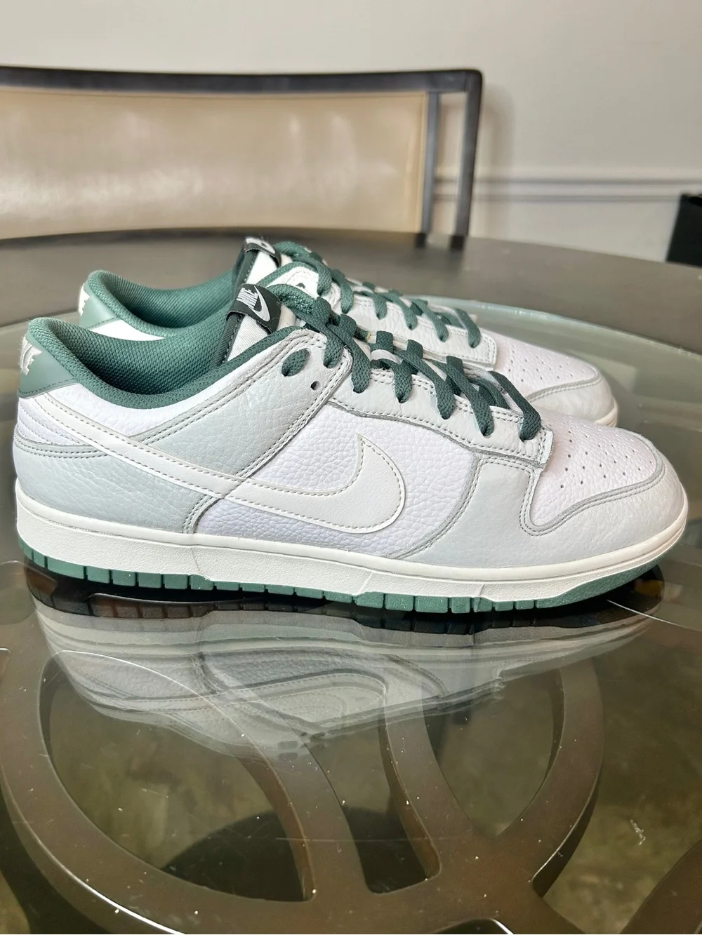 Nike Dunk Low Smoke Grey Bicoastal Green Leather Sneakers Mens Size 13